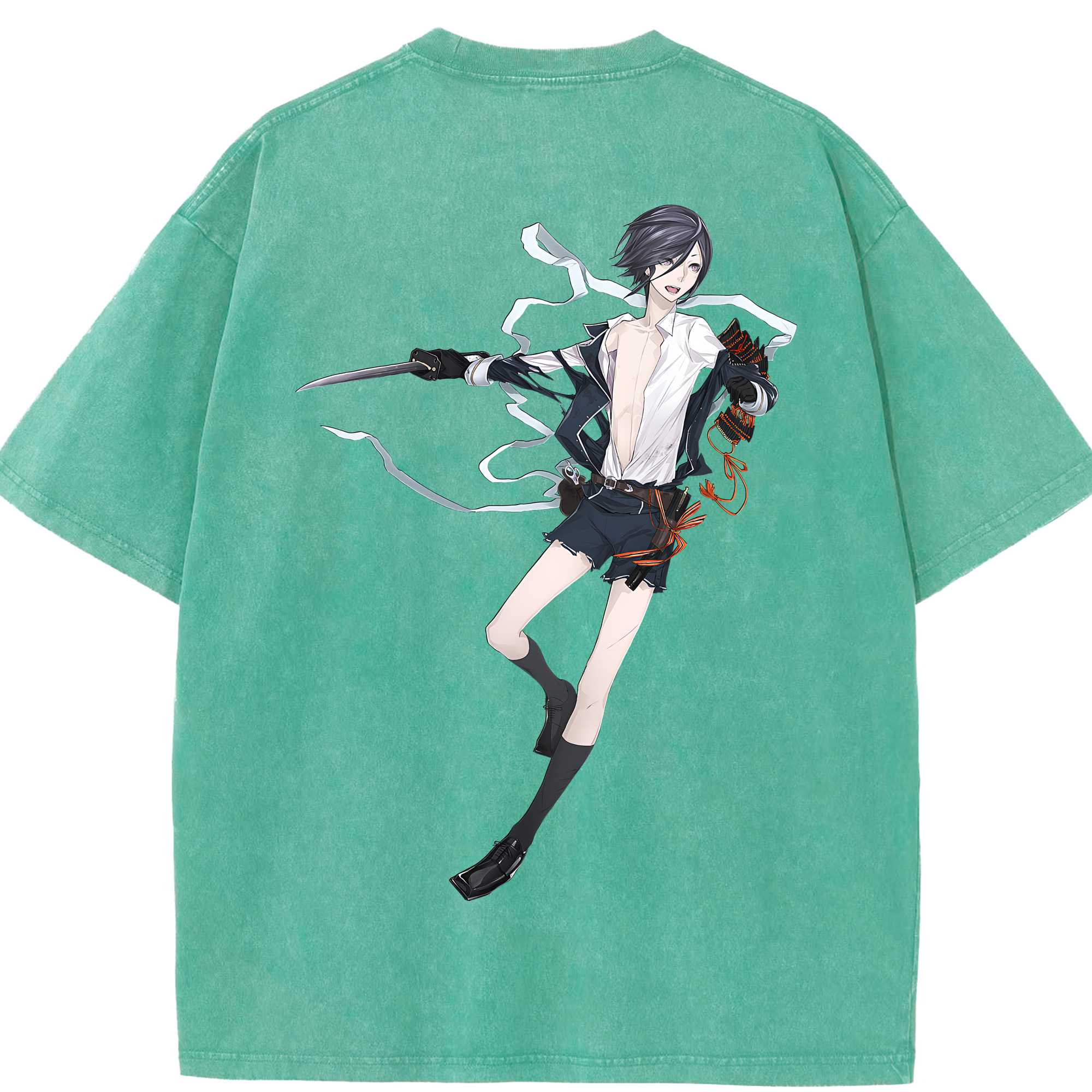 （画像用） 刀剣乱舞 Touken Ranbu 綿100% ヴィンテージ風 半袖Tシャツ（背面プリント）